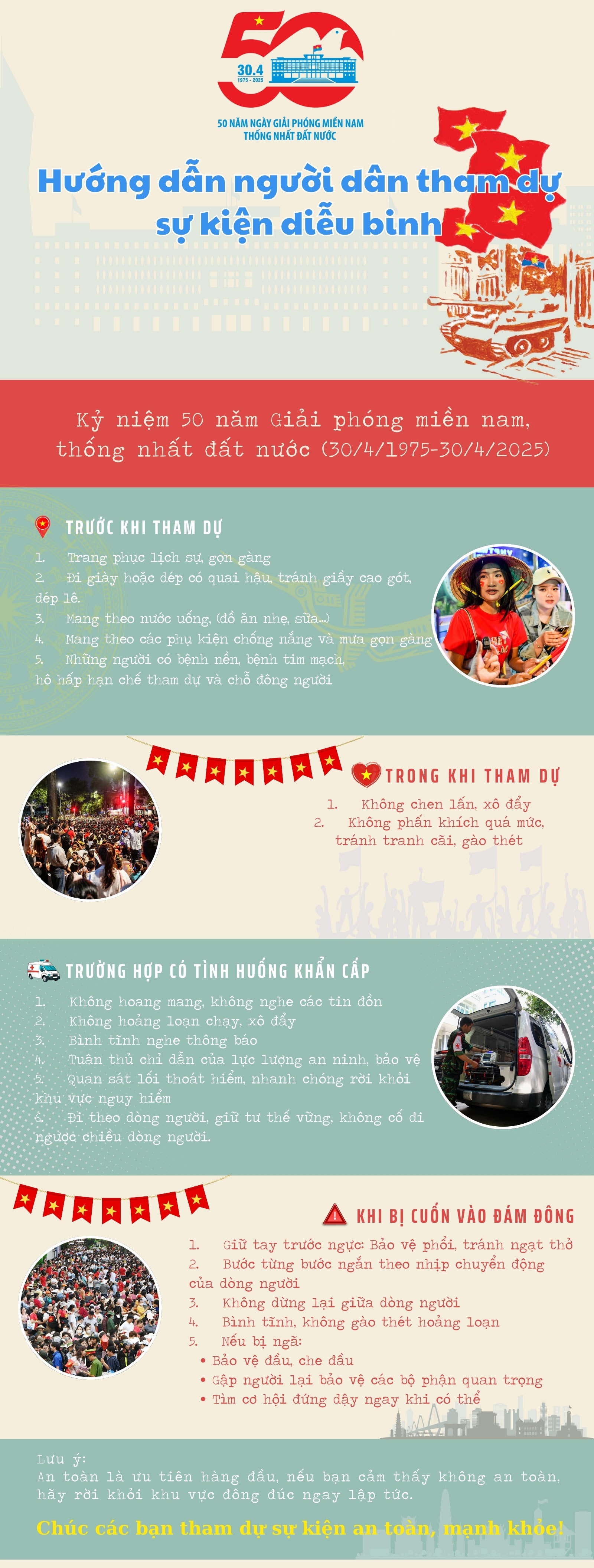 Hướng dẫn tham dự kỷ niệm 50 năm Giải phóng miền nam, thống nhất đất nước an toàn ảnh 1