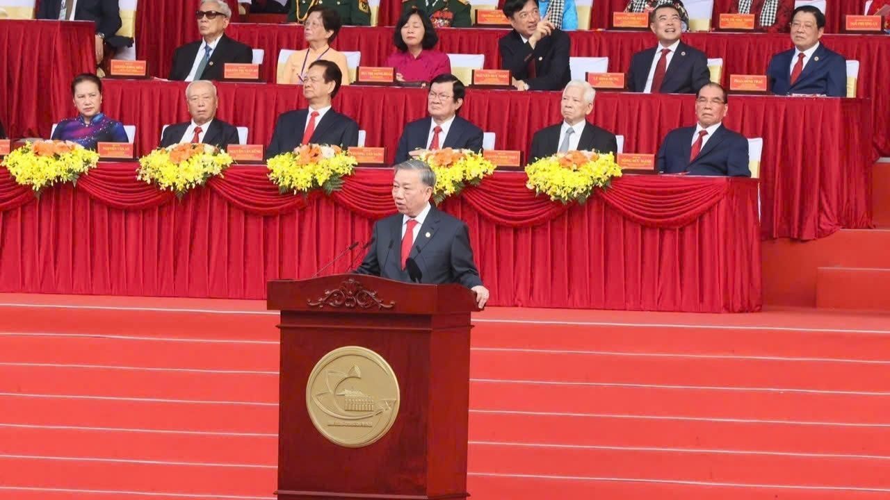 Tổng Bí thư Tô Lâm tại Lễ kỷ niệm. (Ảnh: TTXVN)