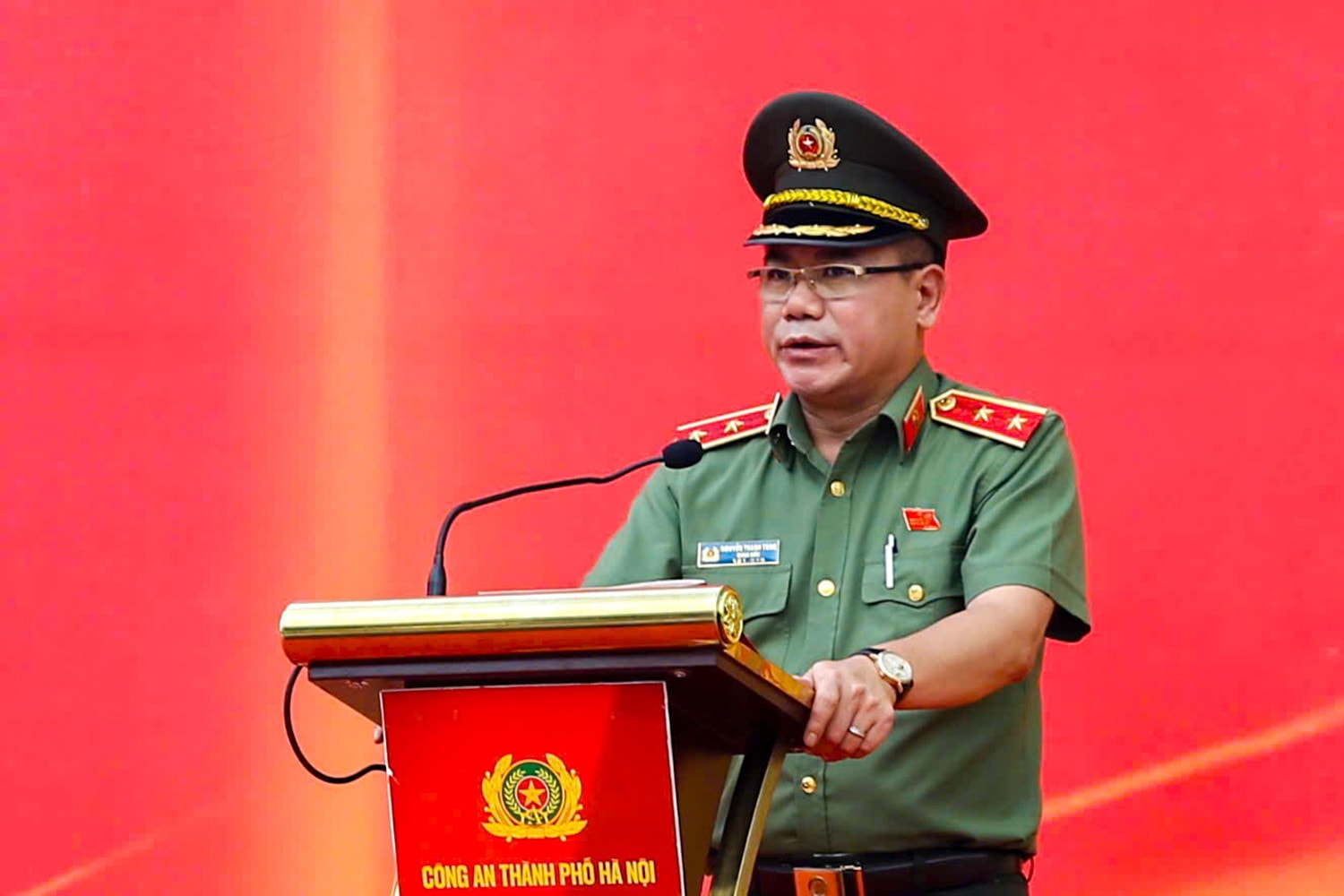 Trung tướng Nguyễn Thanh Tùng, Bí thư Đảng ủy, Giám đốc Công an thành phố Hà Nội phát biểu tại Ngày hội. cand-3.jpg