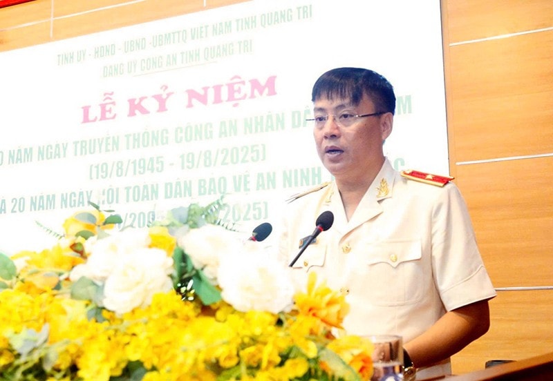 Giám đốc Công an tỉnh, Thiếu tướng Nguyễn Thanh Liêm đọc diễn văn tại lễ kỷ niệm. hai-3.jpg