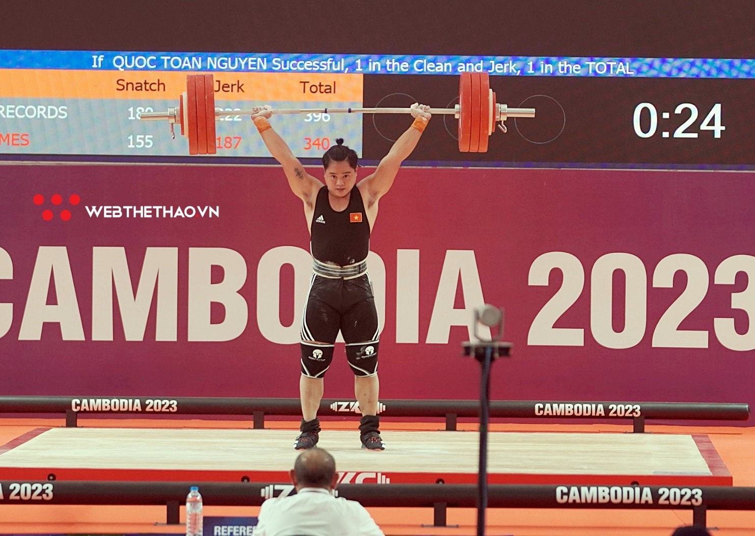 Lực sĩ Nguyễn Quốc Toàn thi đấu tại SEA Games 32. Lực sĩ Nguyễn Quốc Toàn thi đấu tại SEA Games 32.