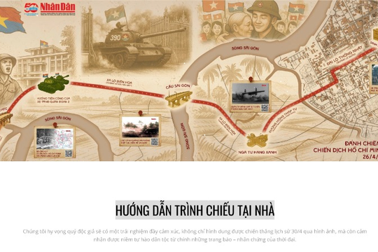 Hướng dẫn cách trình chiếu và xem phụ san nhân kỷ niệm 50 năm Ngày Giải phóng miền nam, thống nhất đất nước của Báo Nhân Dân