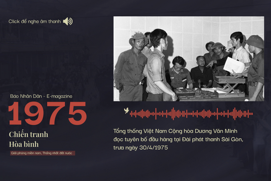 [Audio] Tổng thống Dương Văn Minh đọc lời tuyên bố đầu hàng trưa ngày 30/4/1975